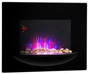 Klarstein Feuerschale, електрическа камина за стена, 1800 W, симулация на пламъка, декоративни камъни, черен цвят