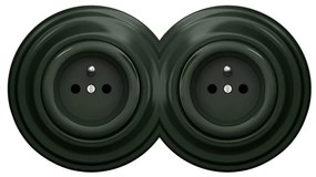 Kliklap - Двоен ретро контакт с рамка 230V зелен