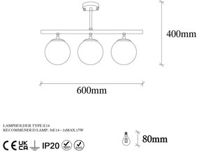Висящо осветително тяло в бронзов цвят със стъклен абажур Atmaca – Opviq lights