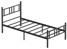 Метално единично легло PIRON 90 x 200 см, черно, с товароносимост 120 кг
