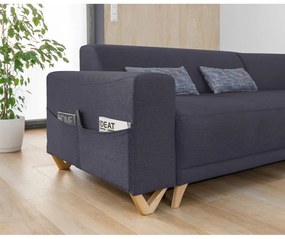 Антрацитен разтегателен/с място за съхранение ъглов диван (десен ъгъл/L форма) Classy Sophie – Miuform