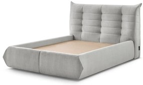 Светлосиво тапицирано двойно легло с място за съхранение с решетка 180x200 cm Clothilde - Bobochic Paris