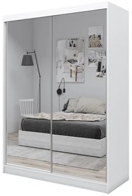 Шкаф с плъзгащи врати и огледало ROBERTA, 160x216x61, бяло