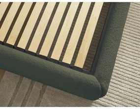 Тъмнозелено двойно легло 160x200 cm тапицирано с място за съхранение/без табла с включена подматрачна рамка Inera – Bobochic Paris