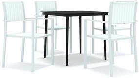 3099270 vidaXL Градински трапезен комплект, 5 части, бял