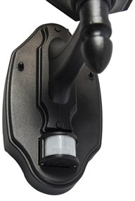 Външна стенна лампа черна с датчик за движение IP44 - New Orleans up