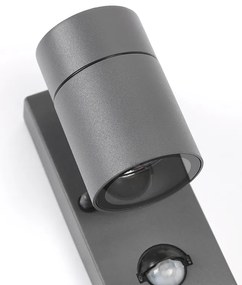 Външна стенна лампа антрацит IP44 с датчик за движение - Solo