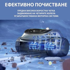 Безкабелен робот за почистване на басейни Wybot C1, 65W, SMART, За до 150 м2, 4 режима, Self-parking, Auto-reverse, IPX8, Черен