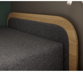 Единично легло 80x190 cm тапицирано/ПДЧ с място за съхранение с включен матрак в цвят жълта охра/тъмносиво Parys – ELTAP