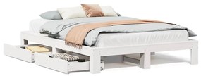 3308997 vidaXL Рамка за легло без матрак, бял, 150x200 см, бор масив