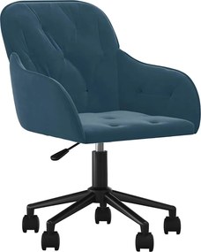 344866 vidaXL Въртящ се офис стол, син, кадифе