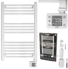 Лира за баня Adler AD 7824, 600W, 13 нагревателни ленти, LED контролер панел, , IP24, Бял