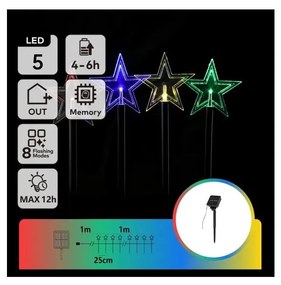 Aigostar - LED RGBY соларно коледно осветително тяло LED/1,2V/8 функции 1m IP65 800mAh звезди