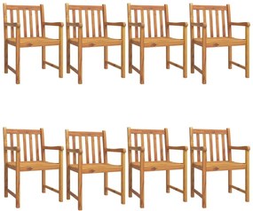 3206274 vidaXL Градински столове, 8 бр, 56x55,5x90 см, акация масив
