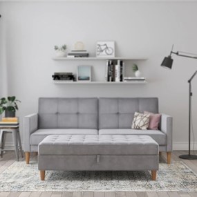 Светлосива кадифена табуретка Lilly – Støraa