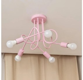 Плафонен полилей OXFORD 5xE27/15W/230V, розов