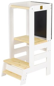 Бяла/естествена учебна кула от масивен бор Montessori – Meowbaby