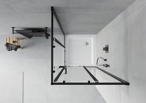 Mexen Rio квадратна душ кабина 80 x 80 см, прозрачна, черна + корито, бяло