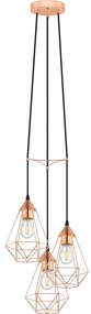 Eglo 78276 - Полилей на кабел BYRON 3xE27/60W/230V в меден цвят