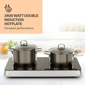 Klarstein InnoChef, индукционен готварски плот, стъклокерамичен, 3400 W, сензорно управление, сребърен