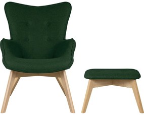 Тъмнозелен фотьойл с табуретка Niko – Ropez