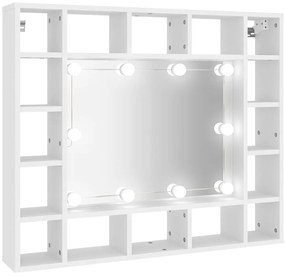 808864 vidaXL Огледален шкаф с LED, бял, 91x15x76,5 см