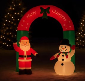 Надуваема коледна порта с Дядо Коледа и снежен човек LED - 240 см