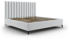 Светлосиво тапицирано двойно легло с място за съхранение с включена подматрачна рамка 140x200 cm Casey – Mazzini Beds
