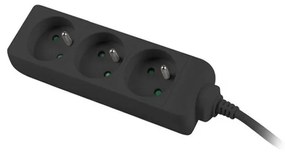 Разклонител LANBERG, 2500W, 1.5 метра, 3 контакта, Защита за деца, Черен
