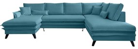 Тюркоазен U-образен разтегателен диван, десен ъгъл Charming Charlie - Miuform
