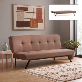 Тапициран троен разтегателен диван-легло Zola TopMebel в кафяв цвят 180x64x78cm.