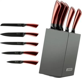 Комплект 5 бр ножове Edenberg EB-936, Карбонова стомана, Поставка, Червен