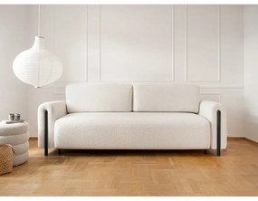 Сгъваем/с място за съхранение диван от прежда с примки от букле в цвят слонова кост 244 cm Arcadova – ELTAP