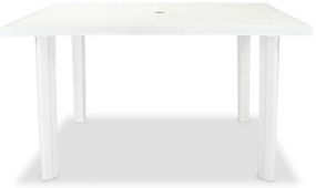 43597 vidaXL Градинска маса, бяла, 126x76x72 см, пластмаса
