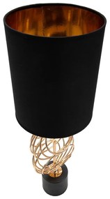 Настолна лампа с текстилен абажур в черно и златисто (височина 58,5 cm) Circly - Mauro Ferretti