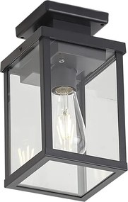 Модерна външна таванна лампа черна със сензор за движение и здрач IP44 - Rotterdam