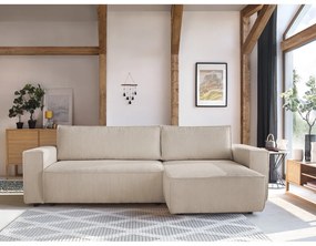 Разтегателен диван от велур в бяло и бежово Nihad - Bobochic Paris