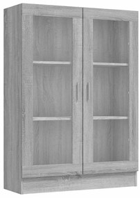 815619 vidaXL Шкаф витрина, сив сонома, 82,5x30,5x115 см, инженерно дърво