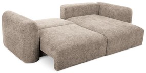 Светлокафяв шенилов разтегателен ъглов диван с място за съхранение (десен ъгъл) Mele – Makamii
