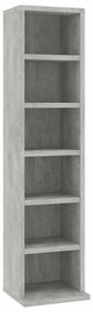 800355 vidaXL Етажерка за дискове, бетонно сива, 21x20x88 см, инженерно дърво