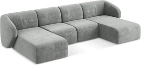 Сив шенилов ъглов диван (U форма) Lani – Makamii