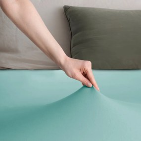 Тюркоазен еластичен чаршаф от джърси 140x200 cm Amber – Restilo