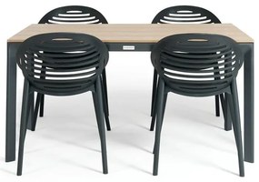 Градински комплект за хранене за 4 лица с черен стол Joanna и маса Thor, 147 x 90 cm Thor &amp; Joanna - Bonami Selection