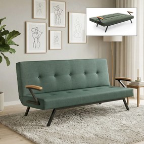 Тапициран троен диван - легло Zven TopMebel в зелен цвят 180x64x78cm.