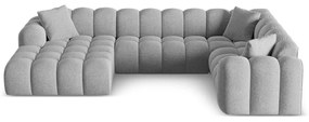 Светлосив шенилов ъглов диван (десен ъгъл/U форма) Treno – Cosmopolitan Design