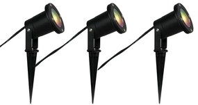 Комплект от 3 интелигентни градински прожектора черни вкл. кабел и щепсел 200cm IP65 вкл. Zigbee GU10 - Basic