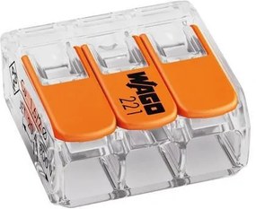 Wago Бърза връзка отваряема 3х6мм2 (30бр.) за гъвкав/твърд проводник 41А 450V - 221-613