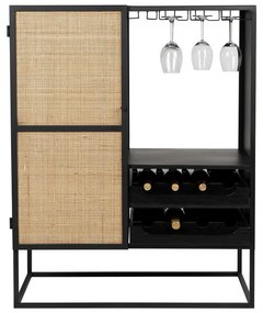 Черна ратанова стойка за вино за 8 бутилки, 80x100 cm Guuji - White Label