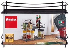 Черен двуетажен шкаф за подправки Lava - Metaltex