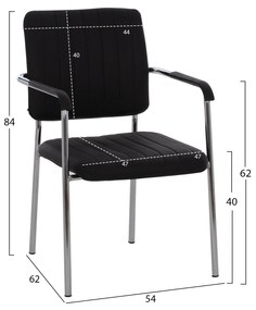 Посетителски стол HM1070.01 цвят черен-хром